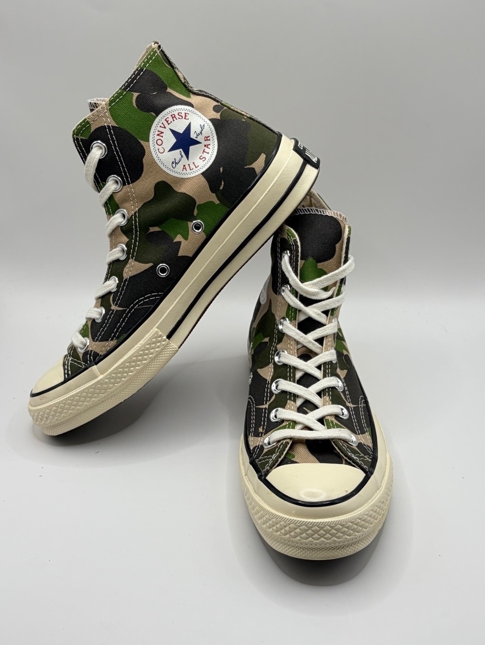 Converse All Star High-Top Sneakers in Green Black Beige Camouflage 6M/8W - Picture 3 of 7